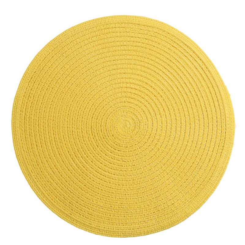 SHACOS Round Braided Placemats Set of 8 Washable Table Mats 15 inch Round Placemat Cotton Polyester Circle Placemat for Dining Table (Yellow, 8) - Image 3